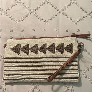 Rip Curl Brown and Cream Beaded Wristlet